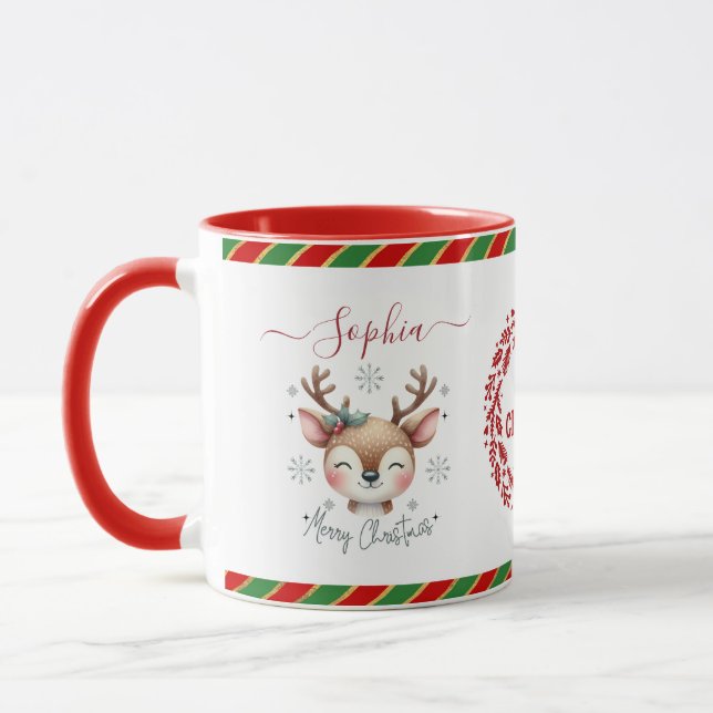 Joli Reindeer Noël Enfants Chocolat Chaud Mug (Gauche)