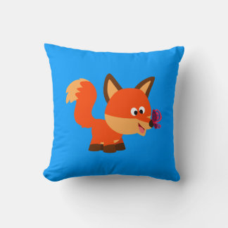 Joli Renard Cartoon Et Coussin Papillon