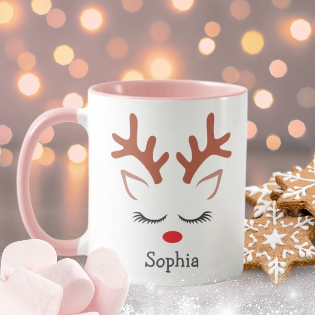 Joli Renne de Noël Face de vacances Mug (Créateur téléchargé)