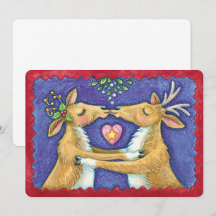 Joli renne de Noël Romantique Kiss Invitation