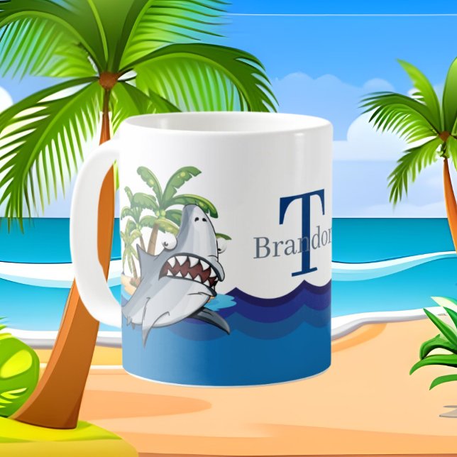 Joli requin ajouter monogramme Café Mug (Créateur téléchargé)