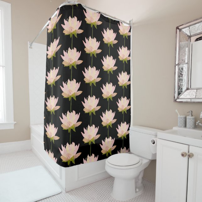 Joli rideau de douche fleuri (En situation)