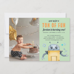 Joli Robot   Invitation Photo pour Anniversaire En