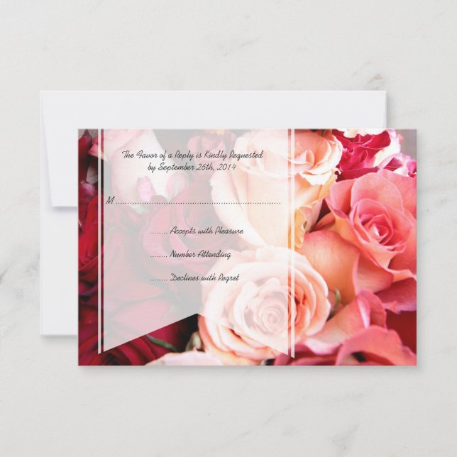 Joli romantique rose roses mariage RSVP (Devant)