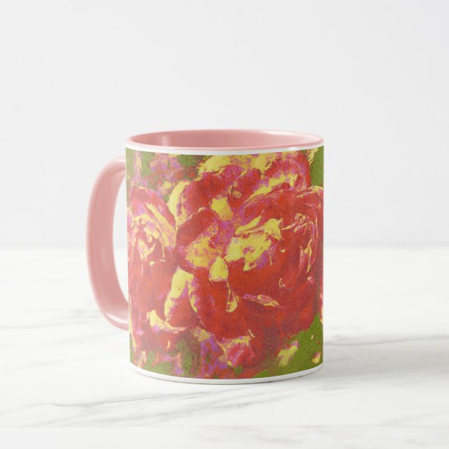 Joli Rose Art rose Jaune Mug Abstrait (Devant gauche)