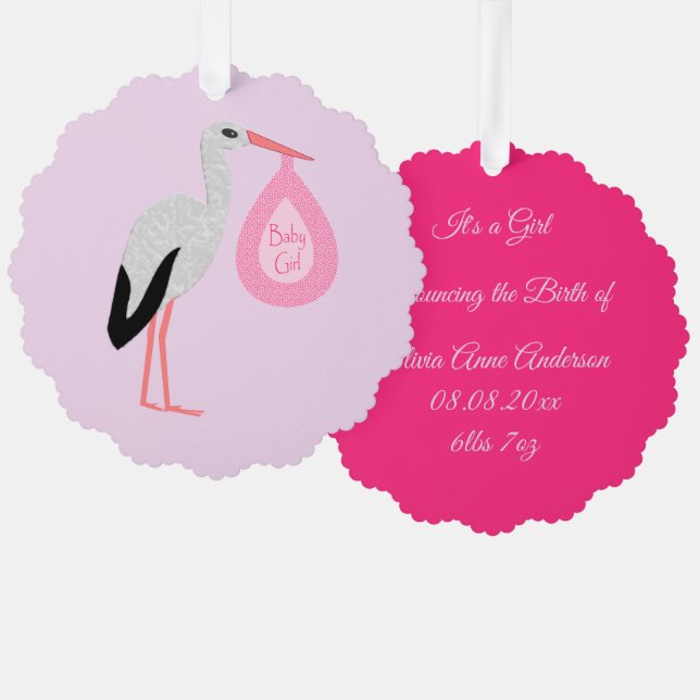 Joli rose bébé fille Faire-part de naissance de ci (Recto/Verso)