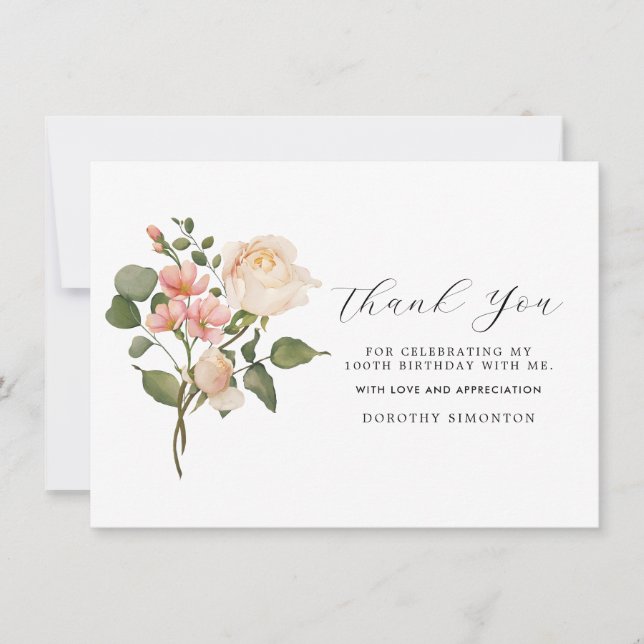 Joli rose blanc floral 100e anniversaire Merci (Devant)