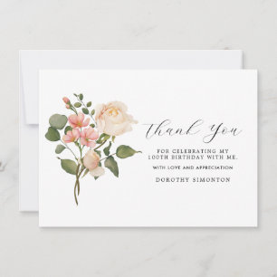 Joli rose blanc floral 100e anniversaire Merci