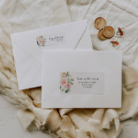 joli rose et blanc étiquette de adresse de fleurs