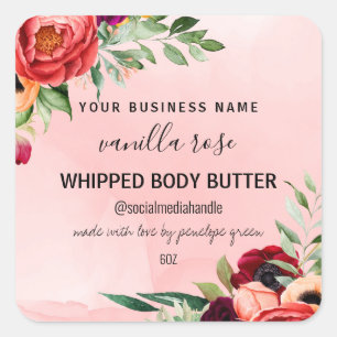 Joli rose Étiquettes de Beurre de corps Floral ros