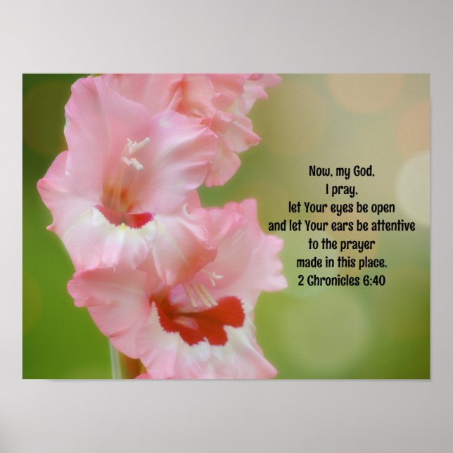 Joli rose Fleurs Bible Verse Prière Poster d'art (Devant)