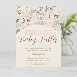 Joli rose Floral Boho Baby shower Invitation