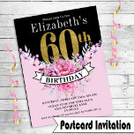 Joli rose Floral Or 60e anniversaire Invitation<br><div class="desc">Joli rose Floral Or et Noir 60e anniversaire pour les femmes Invitation Carte postale. Il Est Facile De Changer L'Exemple De Texte En Vous Propre En Cliquant Sur Personnaliser. Cliquez Sur Personnaliser Pour Modifier Le Type De Police, La Couleur De Police Ou La Taille De Police Ou Pour Ajouter/Supprimer/Modifier Le...</div>