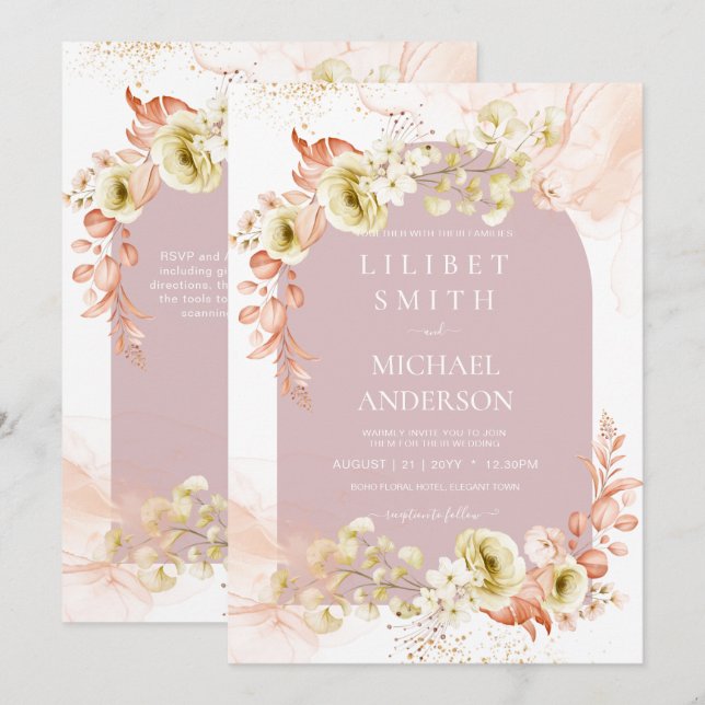 Joli Rose Olive Floral Mariage (Devant / Derrière)