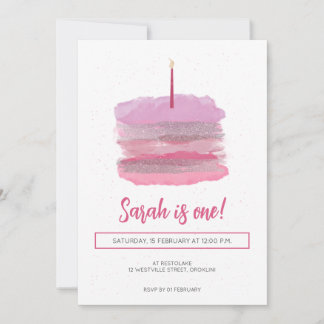 Joli rose premier Invitation d'anniversaire