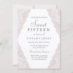 Joli rose Vintage dentelle douce 15 Invitation