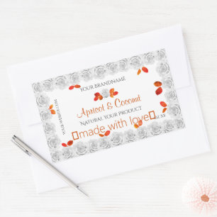 Joli Roses Blanches Produit Étiquettes Orange Feui