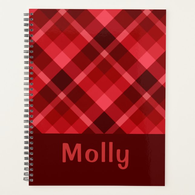 Joli Rouby Rouge Plaid Monogram Planner (Devant)