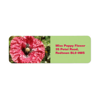 Joli rouge Fleur de pavot Macro Étiquettes personn