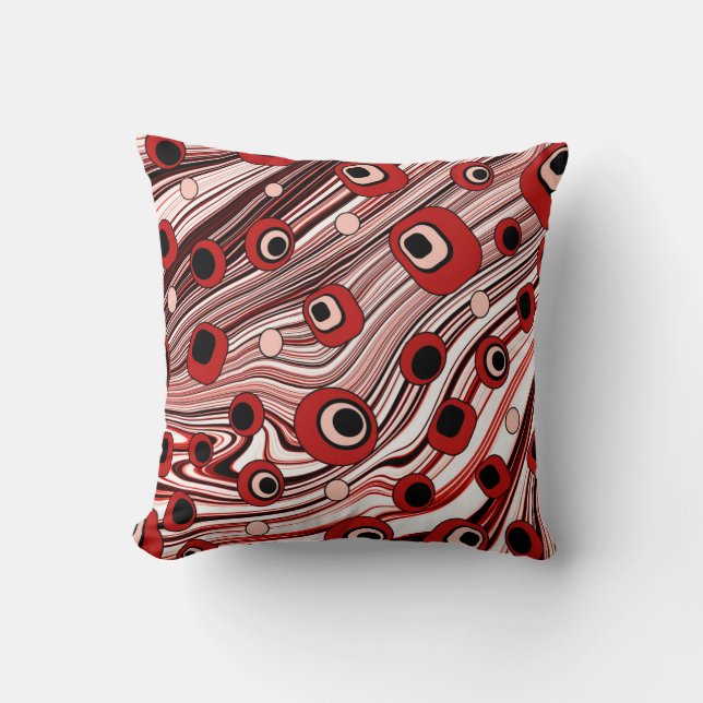 Joli Rouge Retro Style Motif Vave Coussin (Recto)