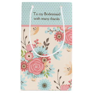 Joli sac cadeau bleu et corail Floral Bridesmaid