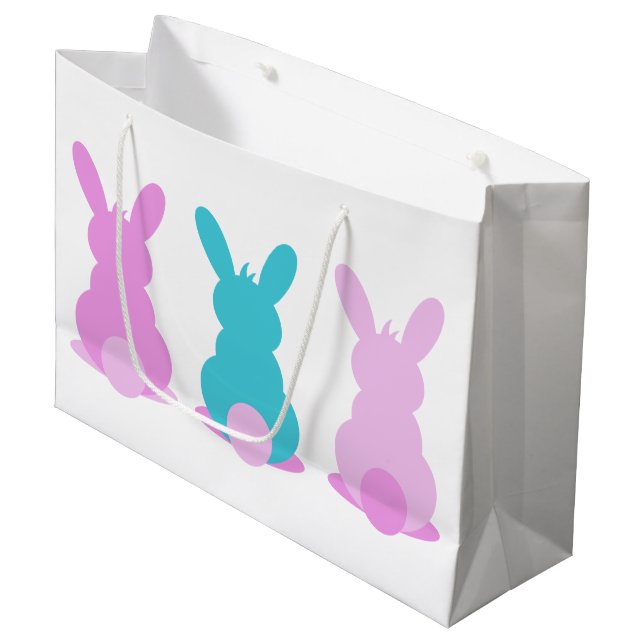 Joli sac cadeau de pâques de lapin pastel avec nom (Devant Angle)