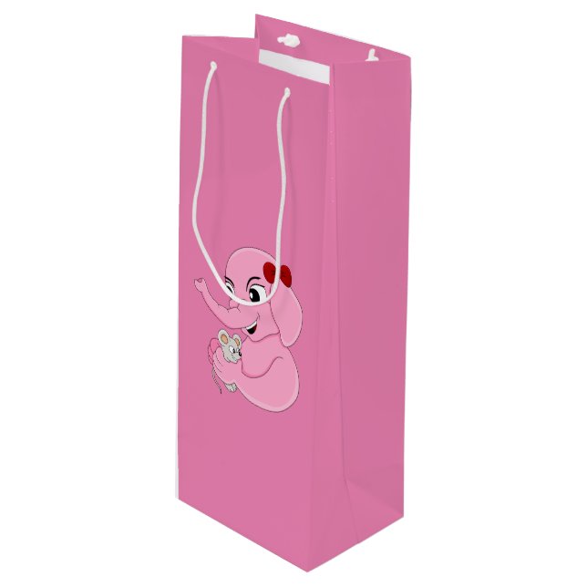 Joli sac cadeau d'éléphant fille dessin animé vin  (Devant Angle)