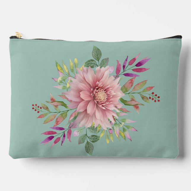 Joli sac cosmétique Turquoise et rose (Recto)