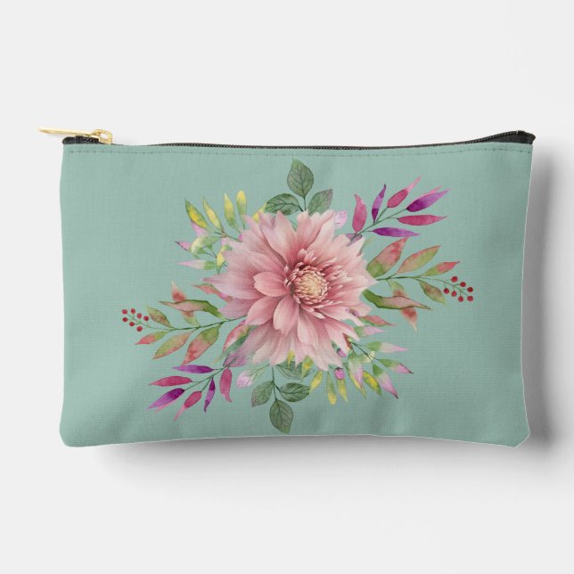 Joli sac cosmétique Turquoise et rose (Recto)