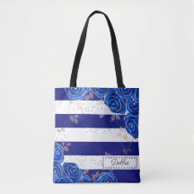 Joli Sac fourre-tout Bleu Fleur Et Bleu Foncé
