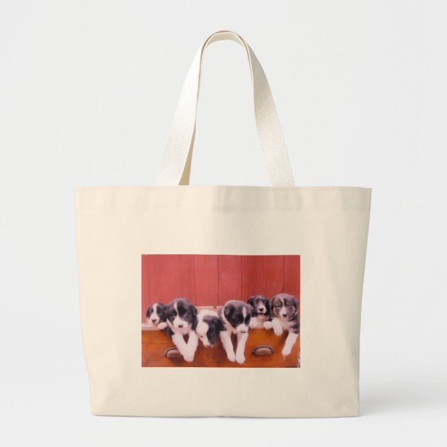 Joli Sac fourre-tout Collie Puppies Bordure (Devant)