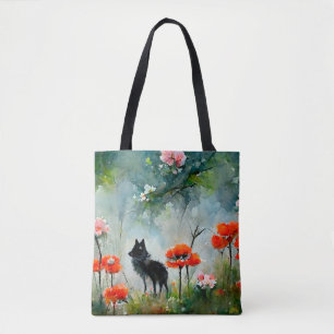 Joli sac fourre-tout d'animaux sauvages à fleurs
