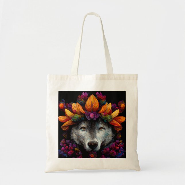 Joli sac fourre-tout d'animaux sauvages à fleurs (Devant)
