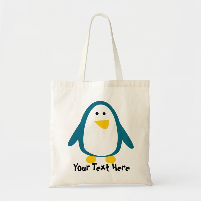 Joli Sac fourre-tout de pingouin Turquoise et blan (Devant)