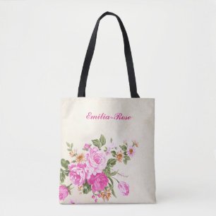Joli sac fourre-tout floral rose aquarelle féminin