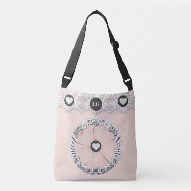 Joli Sac fourre-tout floral rose doux en dentelle (Devant)