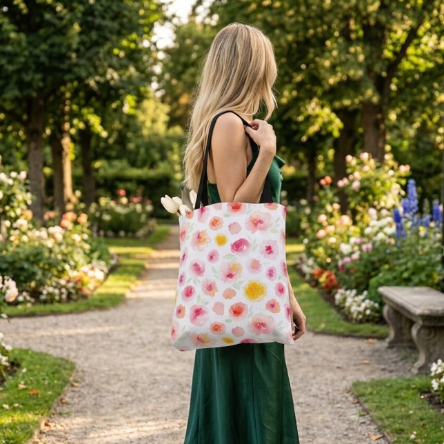Joli sac fourre-tout orange rose fleuri (Créateur téléchargé)