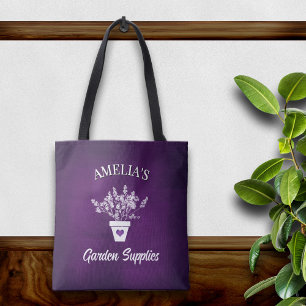 Joli sac fourre-tout personnalisé violet et floral