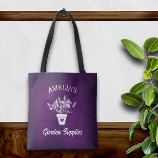 Joli sac fourre-tout personnalisé violet et floral