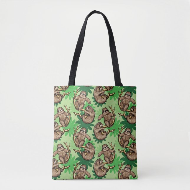 Joli Sac fourre-tout vert Motif Escalade Sloth (Devant)