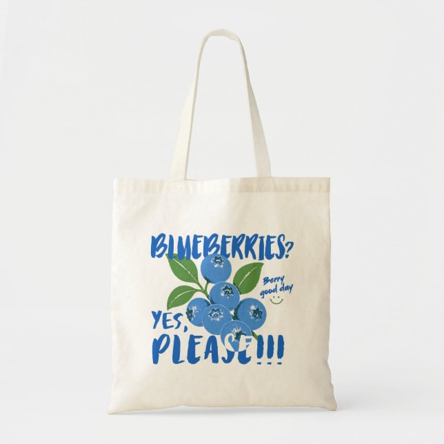 Joli sac réutilisable aux fruits de myrtille rétro (Devant)