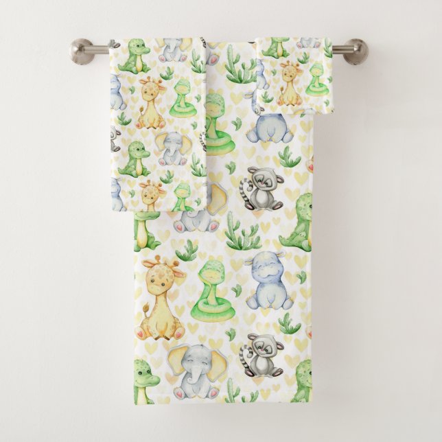 Joli Safari Animaux Serviettes De Bain Set (En situation)