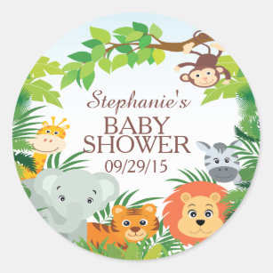Joli Safari Jungle Baby shower Favoriser Sticker