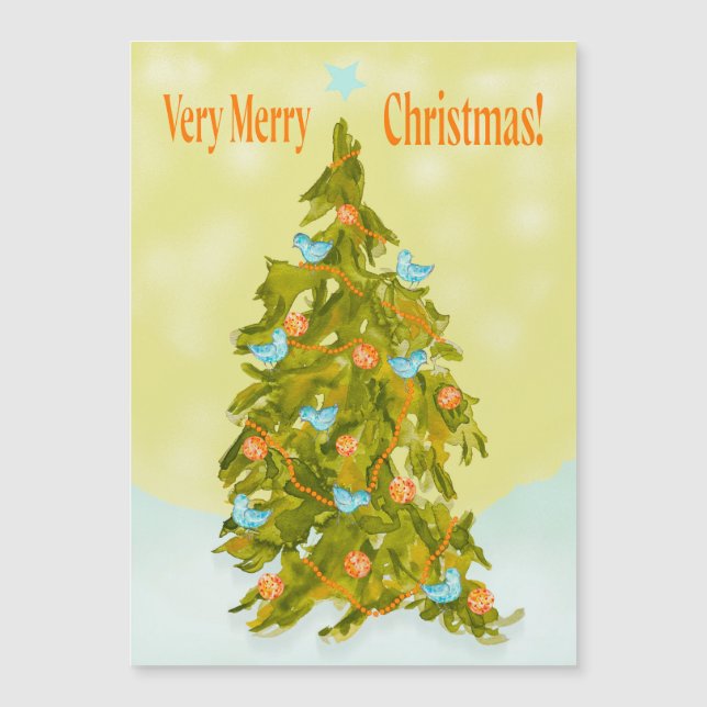Joli sapin de Noël avec des oiseaux bleus (Devant)