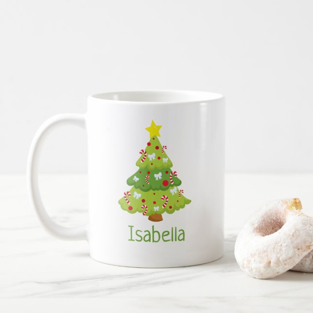 Joli sapin de Noël Mug de Noël personnalisé (Avec donut)