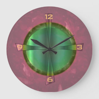 Joli Saumon rose et vert> Horloge de cuisine