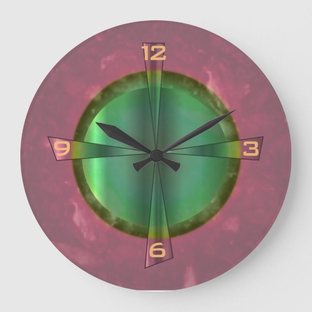 Joli Saumon rose et vert> Horloge de cuisine (Recto)