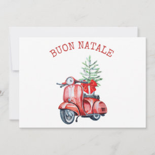 Joli scooter Buon Natale Carte de vœux de vacances