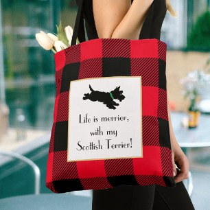Joli Scottie Chien Buffalo Plaid Sac fourre-tout r