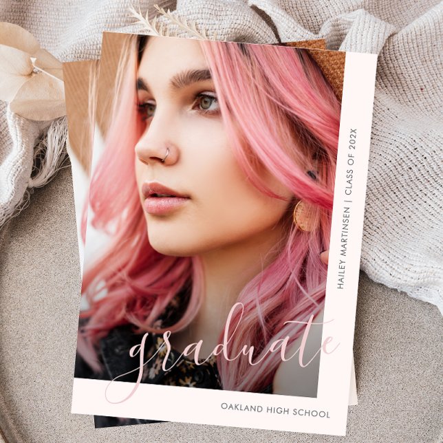 Joli Script Deux Faire-part de diplôme de photo (Créateur téléchargé)